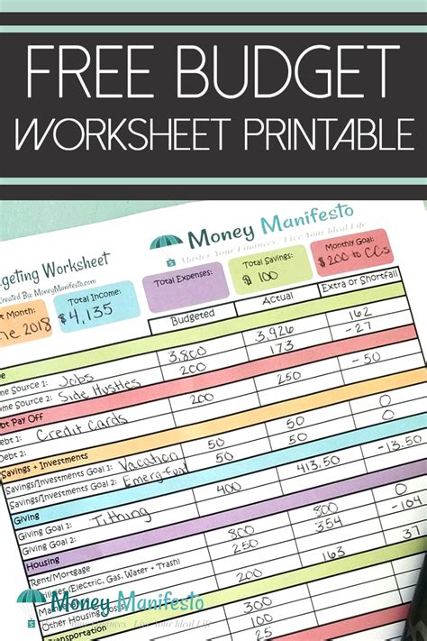 budgeting tools worksheets